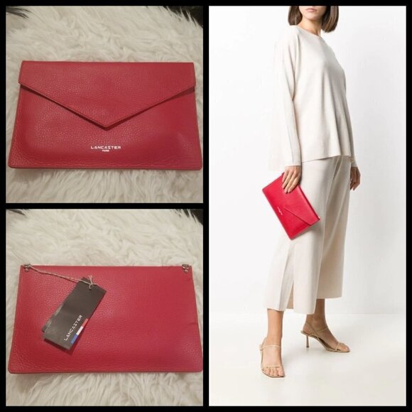 💕LANCASTER PARIS💕 Leather Envelope Clutch - Picture 1 of 12